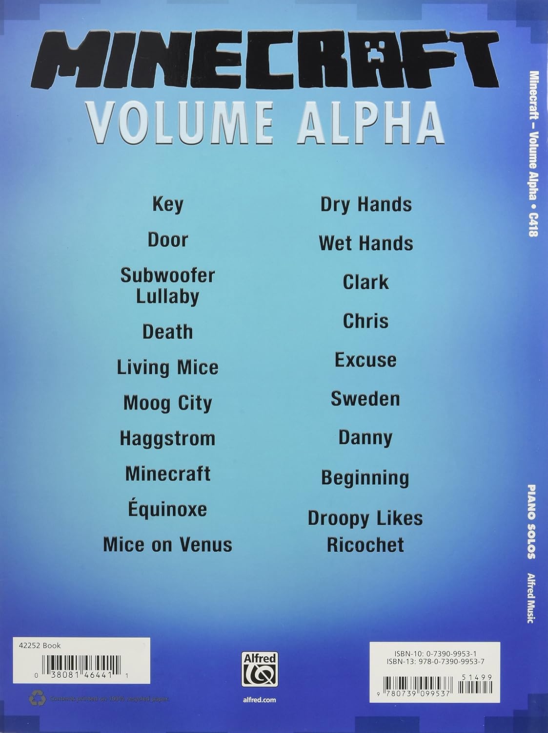 Minecraft: Volume Alpha - Piano Sheet Music Book Sheet Music Book Alfred Music - Arcline Store