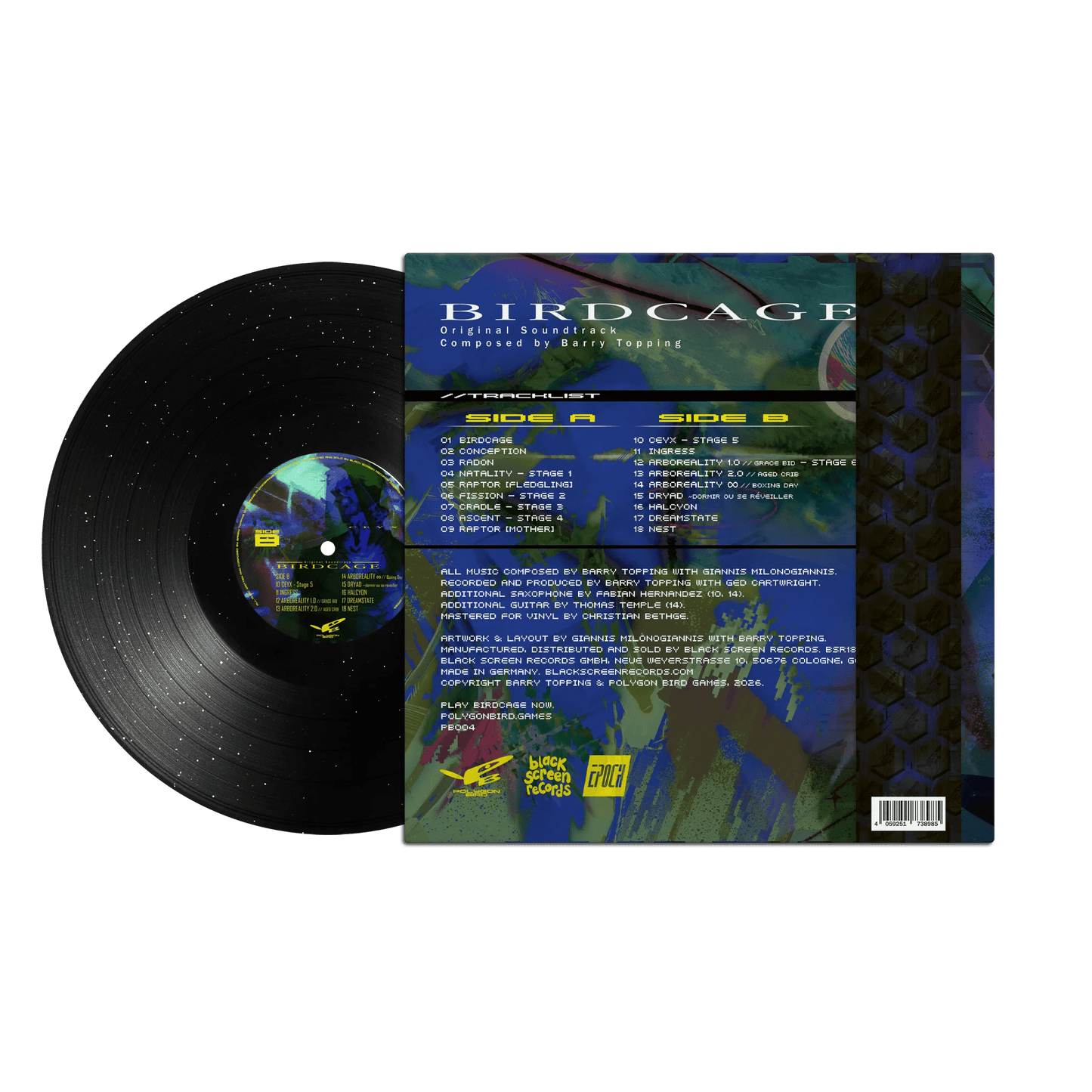 BIRDCAGE Vinyl - Original Video Game Soundtrack 1xLP Vinyl Black Screen Records - Arcline Store