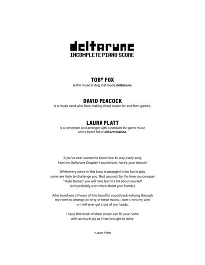 DELTARUNE Chapter 1 Piano Score - Sheet Music Book Sheet Music Book Materia Editions - Arcline Store