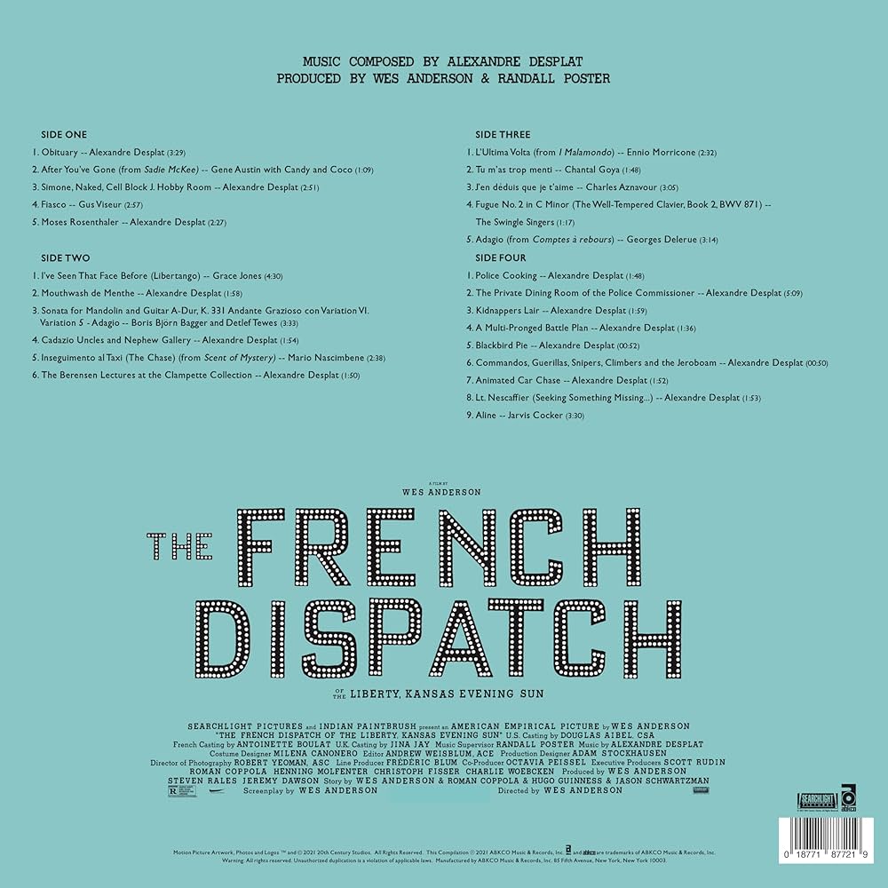 FRENCH DISPATCH (Original Soundtrack) Vinyl ABKCO Records - Arcline Store