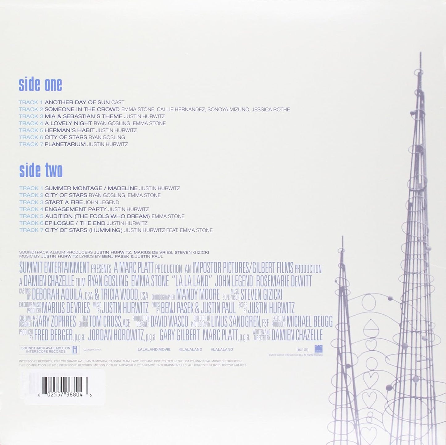 La La Land Vinyl - Original Motion Picture Soundtrack 1xLP Vinyl Interscope Records - Arcline Store