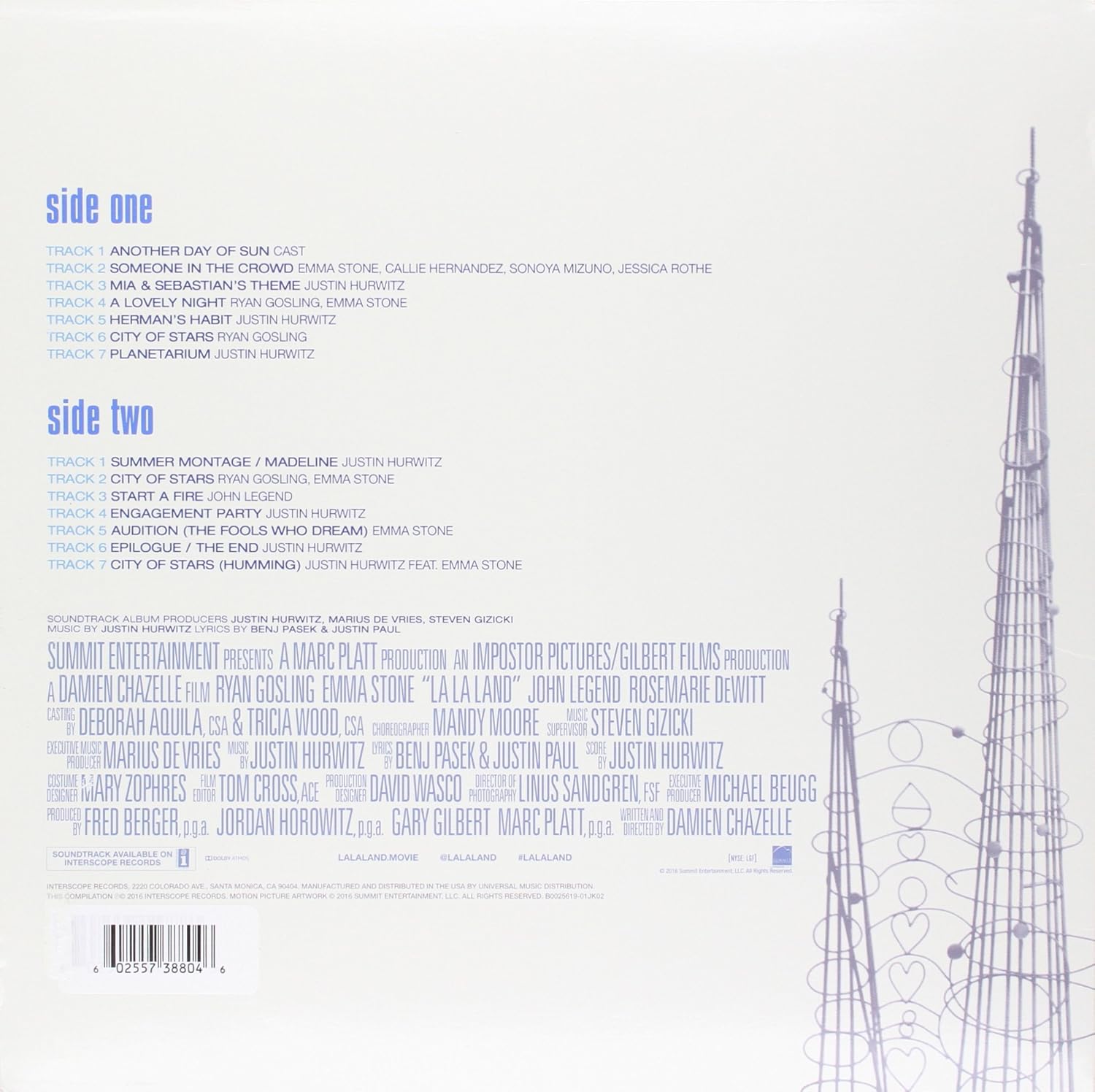 La La Land Vinyl - Original Motion Picture Soundtrack 1xLP Vinyl Interscope Records - Arcline Store