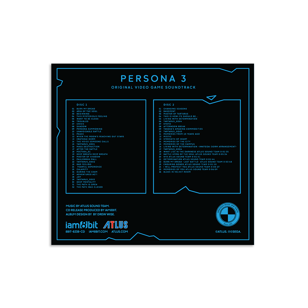 Persona 3 (Soundtrack Selections) Compact Disc iam8bit - Arcline Store